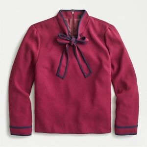 J Crew Red Tie-Neck Blouse in 365 Crepe - Size 12